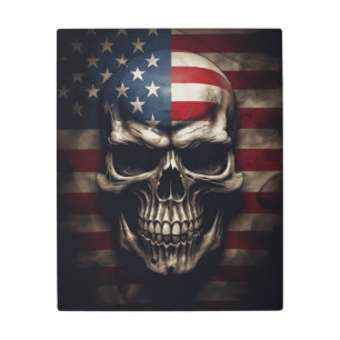 American Flag Skull Metal Print