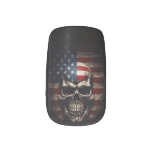 American Flag Skull Minx Nail Art