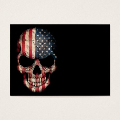 American Flag Skull on Black Business Card Template