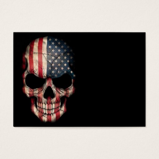 Customizable American Flag Skull on Black Business Card Template