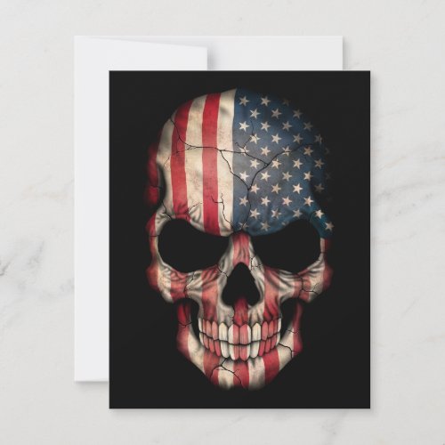 American Flag Skull on Black Personalized Invite