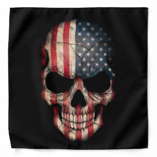 American Flag Skull on Black Bandana