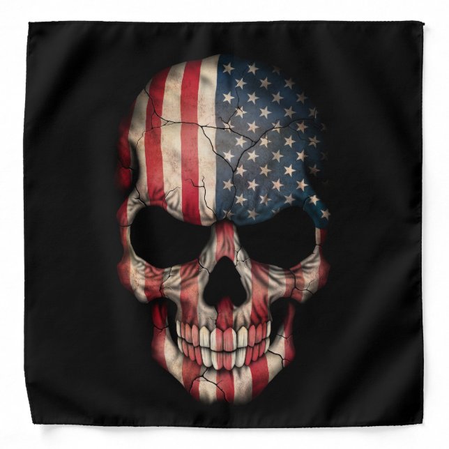 American Flag Skull on Black Bandana (Front)