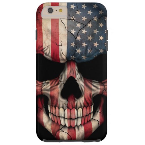 American Flag Skull on Black Tough iPhone 6 Plus Case