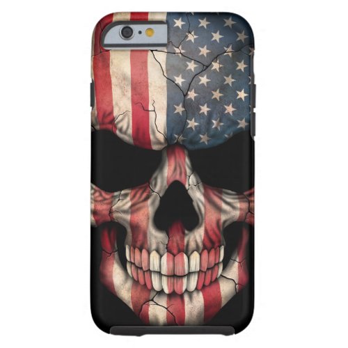 American Flag Skull on Black Tough iPhone 6 Case