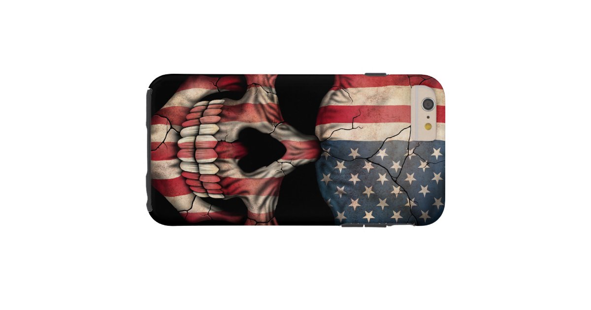 American Flag Skull on Black Tough iPhone 6 Plus Case | Zazzle