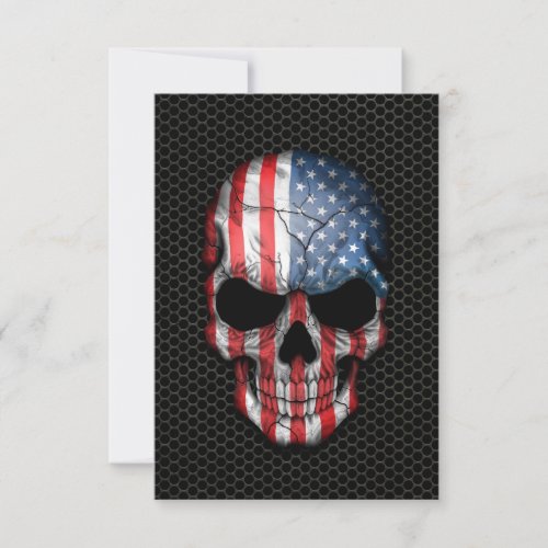 American Flag Skull on Steel Mesh Graphic Personalized Invite