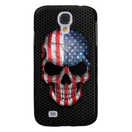 American Flag Skull on Steel Mesh Graphic Galaxy S4 Case | Zazzle