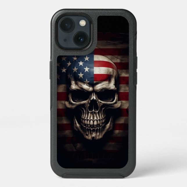 American Flag Skull  Otterbox iPhone Case (Back)