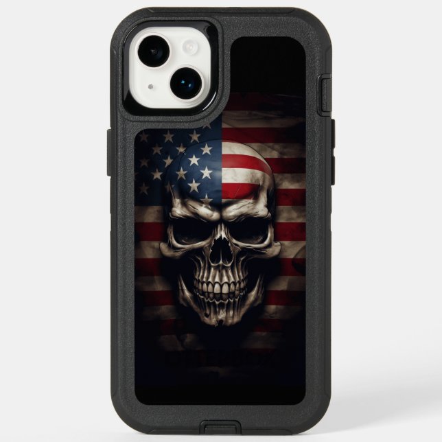 American Flag Skull  Otterbox iPhone Case (Back)
