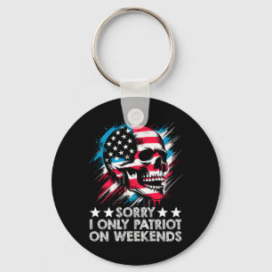 American Flag Skull Patriot Skeleton Independence Keychain