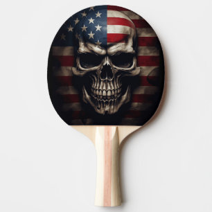 American Flag Skull Ping Pong Paddle