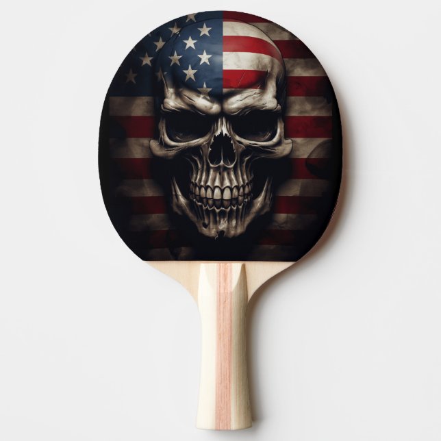American Flag Skull  Ping Pong Paddle (Front)
