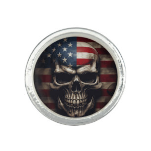 American Flag Skull Ring