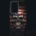 American Flag Skull  Samsung Galaxy S21 Ultra Case<br><div class="desc">Step into the realm of patriotic fervor with our collection featuring the iconic American Flag Human Skull design. This emblem of unwavering loyalty and national pride is now available across a range of stunning products, each meticulously crafted to capture the essence of resilience and honor. From eye-catching wall art to...</div>