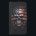 American Flag Skull  Samsung Galaxy S5 Wallet Case<br><div class="desc">Step into the realm of patriotic fervor with our collection featuring the iconic American Flag Human Skull design. This emblem of unwavering loyalty and national pride is now available across a range of stunning products, each meticulously crafted to capture the essence of resilience and honor. From eye-catching wall art to...</div>