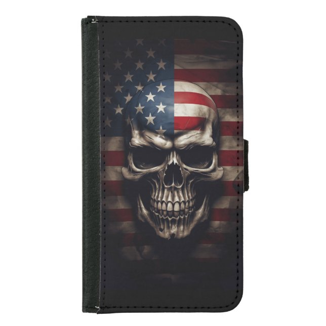 American Flag Skull  Samsung Galaxy Wallet Case (Front)