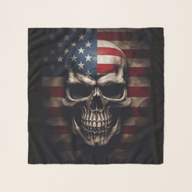 American Flag Skull  Scarf (Front)