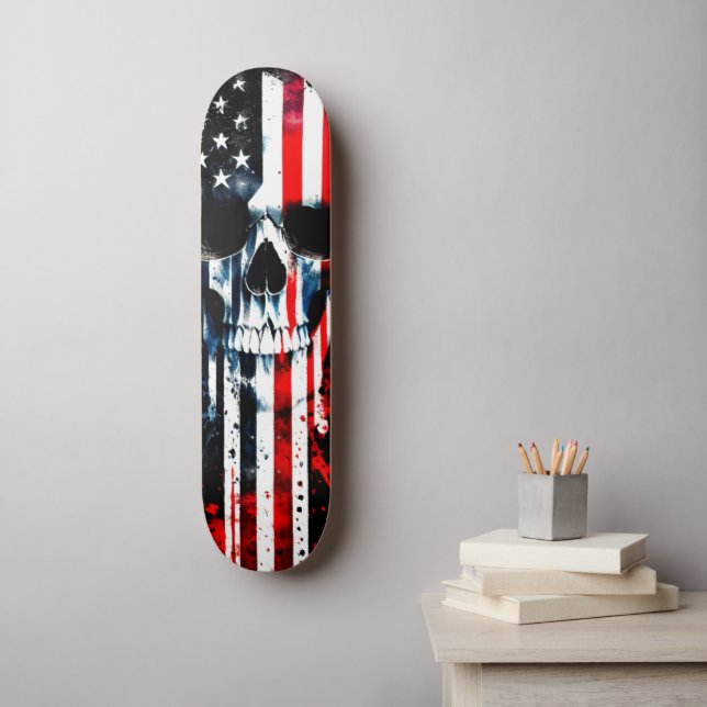 American Flag Skull Skateboard (Wall Art)