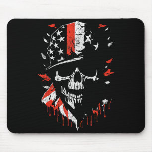 American Flag Skull Soldier Patriotic Military Gra Mouse Pad