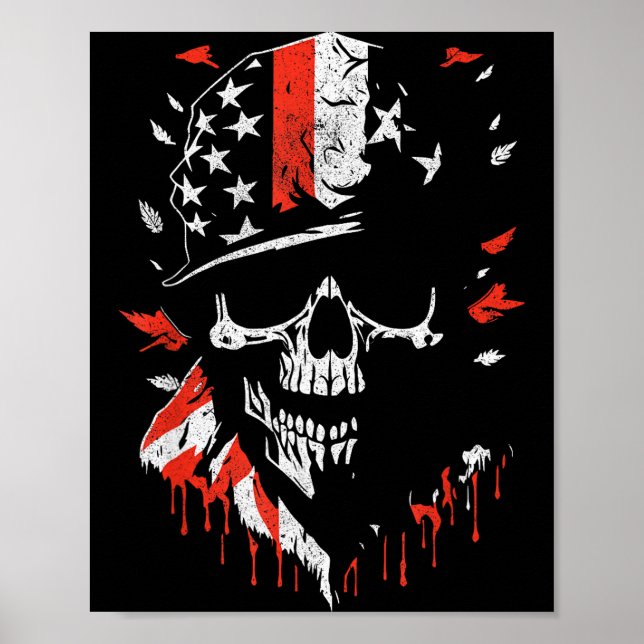 American Flag Skull Soldier Patriotic Military Gra Poster (Front)