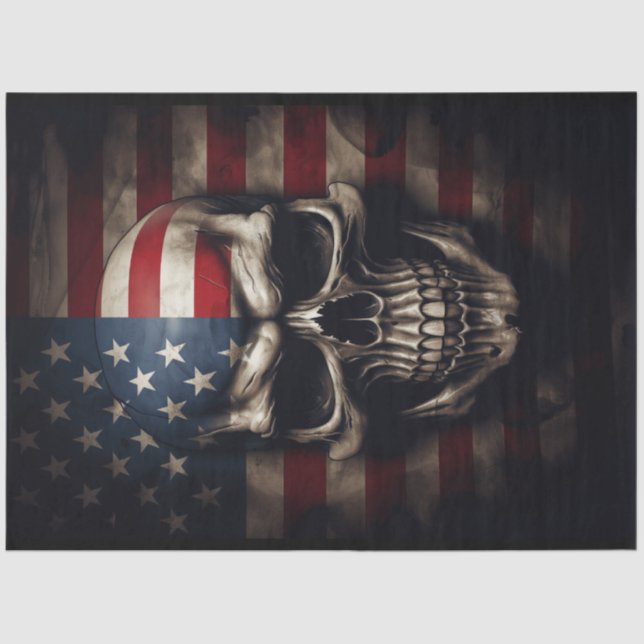 American Flag Skull  Tissue Paper (Front)