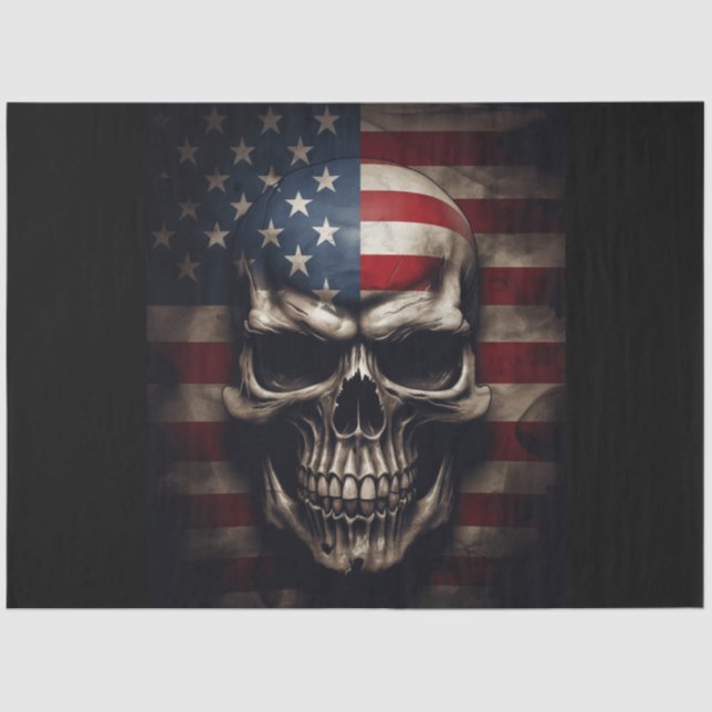 American Flag Skull  Tissue Paper (Front)