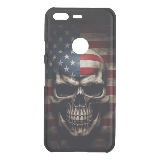 American Flag Skull  Uncommon Google Pixel Case (Back)