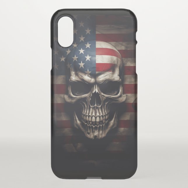 American Flag Skull  Uncommon iPhone Case (Back)