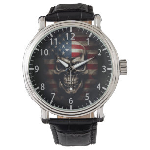 American Flag Skull Watch