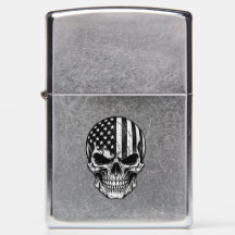 American Flag Skull Zippo Lighter | Patriotic Skul