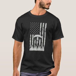 American Flag Skydiving Airplane Jump Parachuting T-Shirt