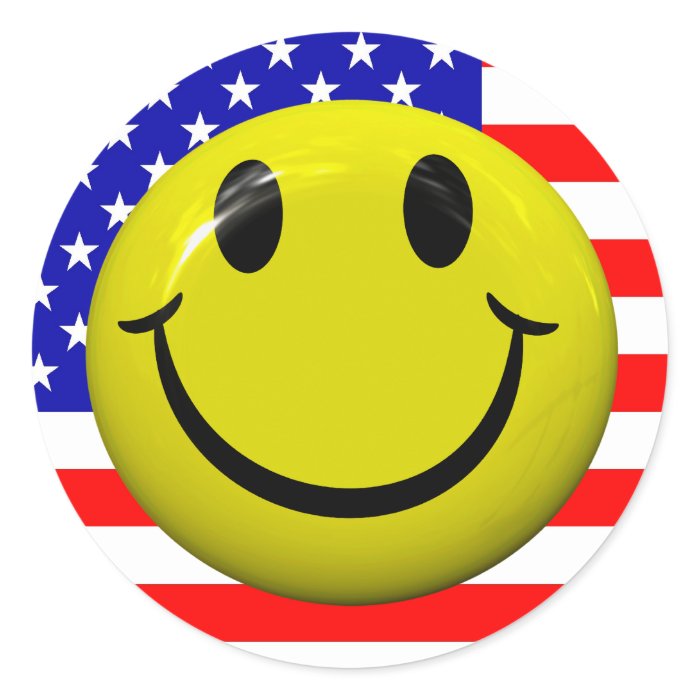 American Flag Smiley Face Stickers