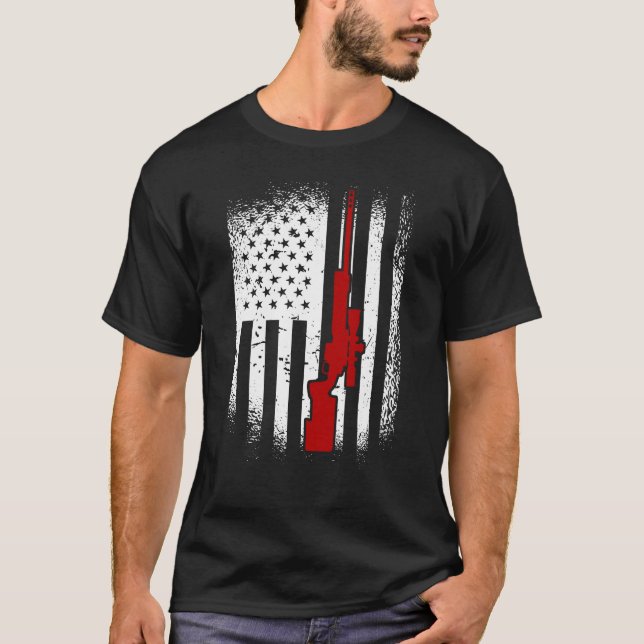 American Flag Sniper Rifle 2nd Amendment Sniper T-Shirt (Front)