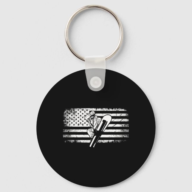 American Flag Snowboard Apparel - Snowboarding Sno Keychain (Front)