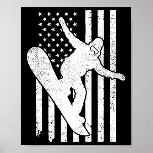 American Flag Snowboard Snowboarding Snowboarder M Poster