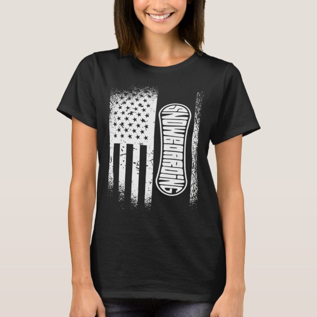 American Flag Snowboarding T-Shirt (Front)