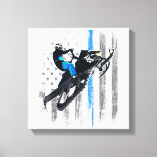 American Flag Snowmobile Shirt Men Snowmobile Ridi Canvas Print