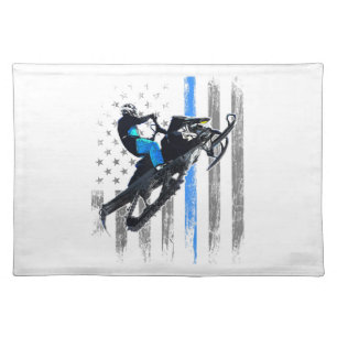 American Flag Snowmobile Shirt Men Snowmobile Ridi Cloth Placemat