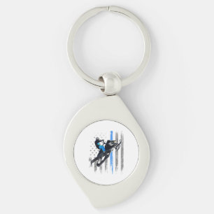 American Flag Snowmobile Shirt Men Snowmobile Ridi Keychain