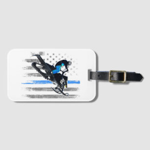 American Flag Snowmobile Shirt Men Snowmobile Ridi Luggage Tag