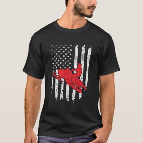 American Flag Snowmobiling Sled Usa Snowmobile Rid T_Shirt