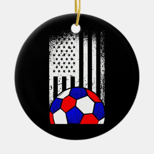 American Flag Soccer Ball 4th Of July Cool Sport Ceramic Ornament