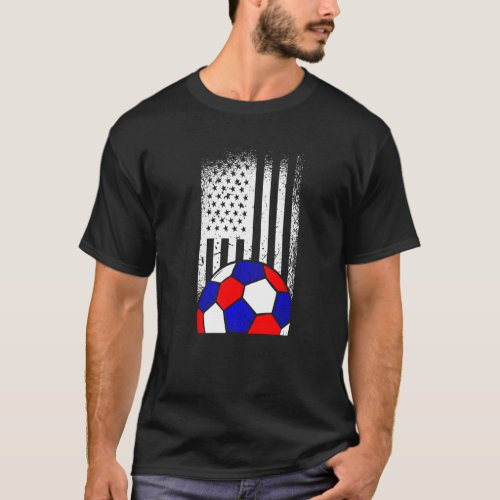 American Flag Soccer Ball 4th Of July Cool Sport P T_Shirt