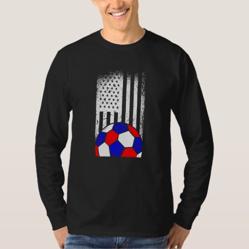 American Flag Soccer Ball 4th Of July Cool Sport P T_Shirt