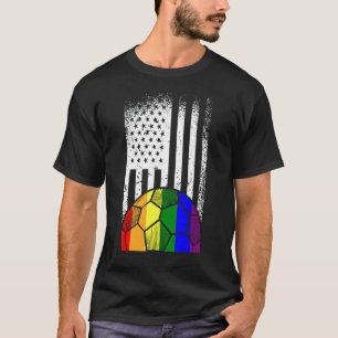 American Flag Soccer Ball Lgbt Q Rainbow Gay Pride T-Shirt