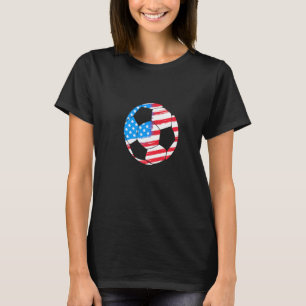 American Flag Soccer Ball Soccer Player Sports T-Shirt