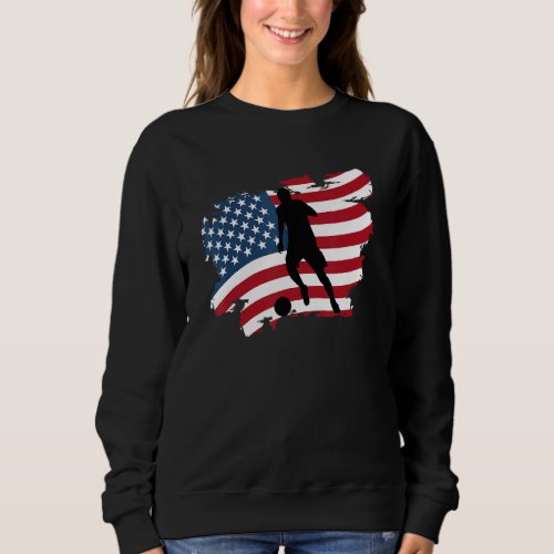 American Flag Soccer Player USA Patriotic Silhouet Sweatshirt