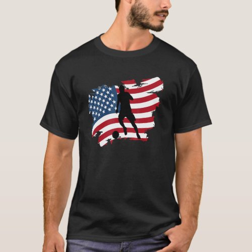 American Flag Soccer Player USA Patriotic Silhouet T_Shirt