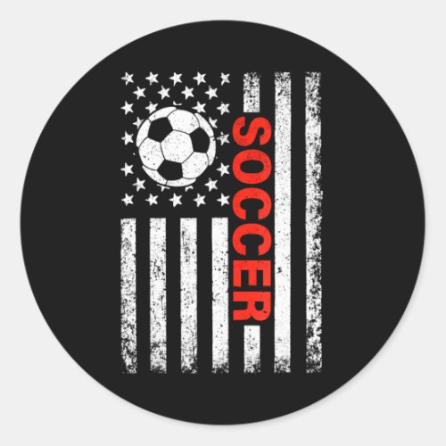 American Flag Soccer Player USA Patriotic Soccer Classic Round Sticker